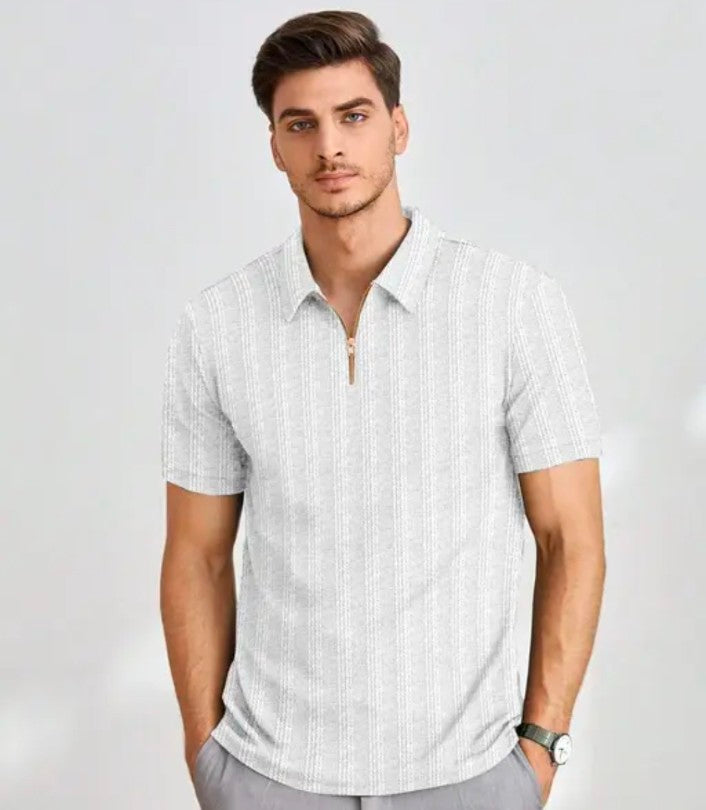 🤍 Verell Milanese Textured Polo & Walnut Brown Relaxed Trousers 🤎