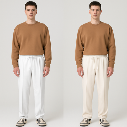 Essential Dual-Tone Comfort Trouser Combo (White & Ivory)