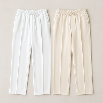 Essential Dual-Tone Comfort Trouser Combo (White & Ivory)